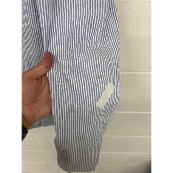 RTR Denimist Montauk NY SzXS Deconstructed Blue White Pinstripe Oversized Blazer - Picture 5 of 8